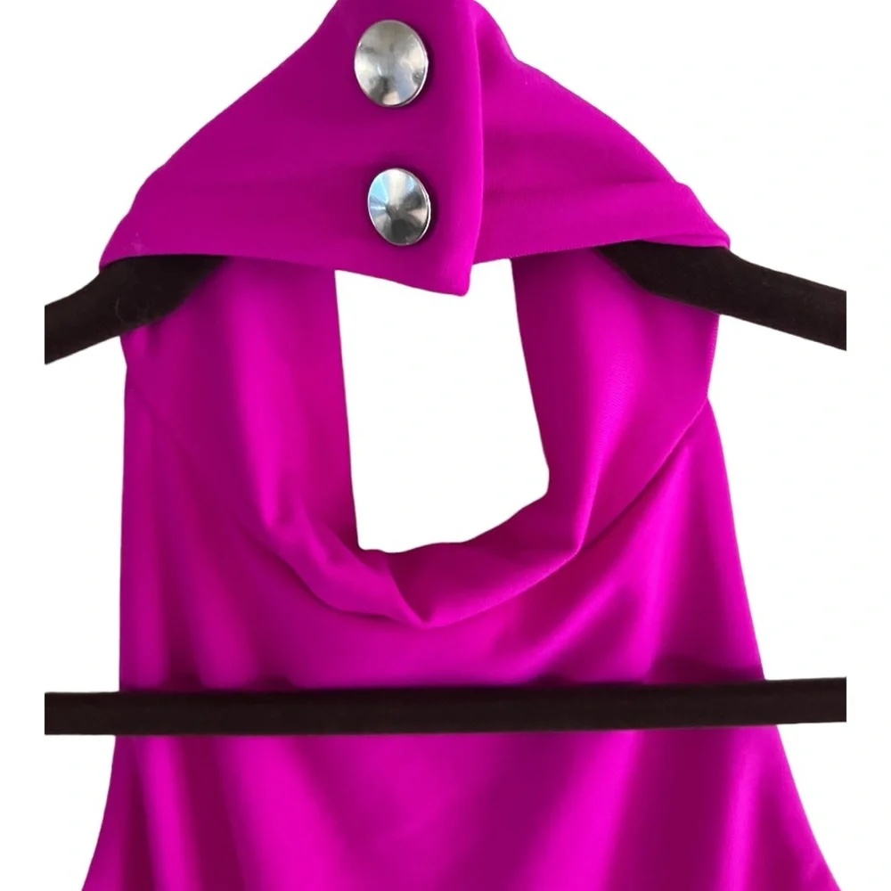 Susana Monaco High Neck Halter Midi Dress BarbieCORE Hit Pink NWT X Small - Picture 14 of 14